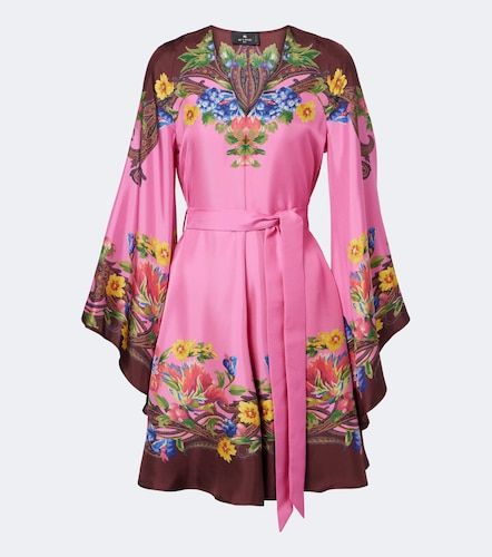 Vestido corto de satén de seda floral - Etro - Modalova