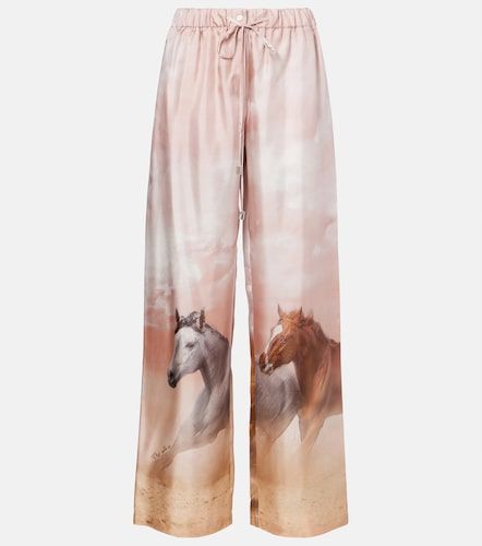 Printed silk twill palazzo pants - The Attico - Modalova