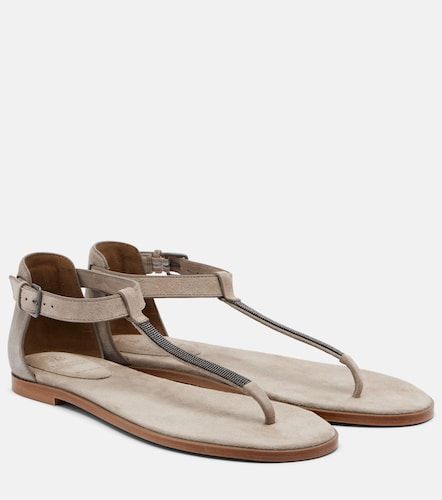Monili suede slides - Brunello Cucinelli - Modalova