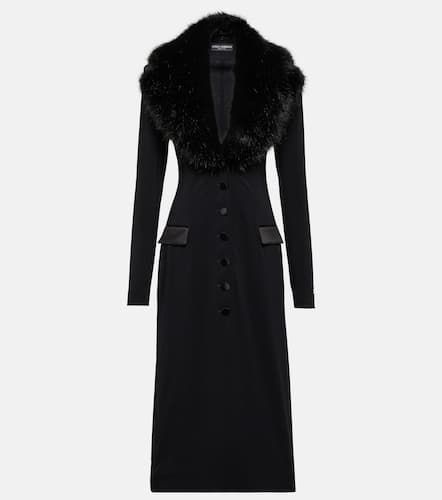 Faux-fur trimmed silk georgette coat - Dolce&Gabbana - Modalova