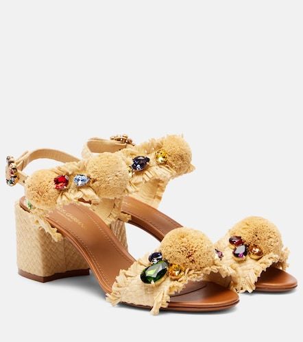 Embellished raffia-effect sandals - Dolce&Gabbana - Modalova