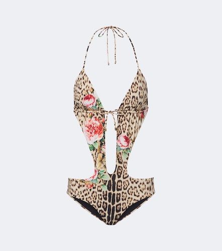Leopard-print cutout swimsuit - Roberto Cavalli - Modalova