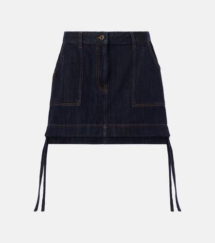 Anagram leather-trimmed denim miniskirt - Loewe - Modalova