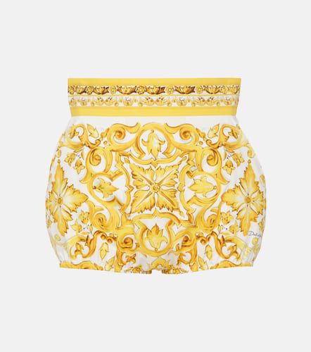Shorts Majolica de algodón de tiro alto - Dolce&Gabbana - Modalova