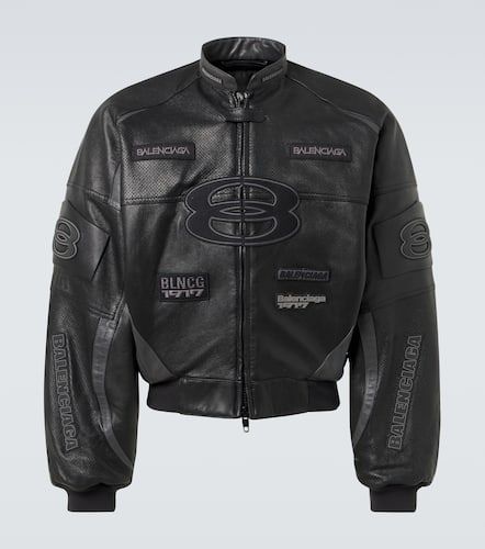 Chaqueta biker Round de piel - Balenciaga - Modalova