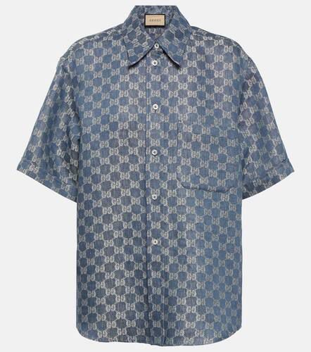 Camisa de lino con GG en jacquard - Gucci - Modalova
