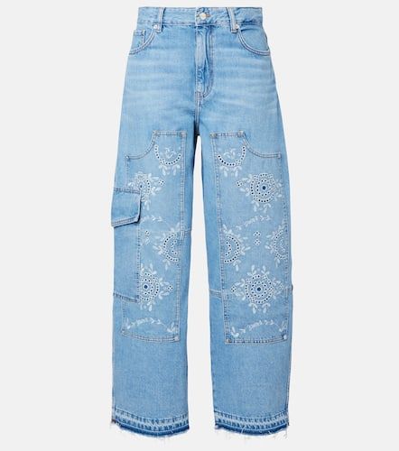 Jean barrel à broderies anglaises - Ganni - Modalova