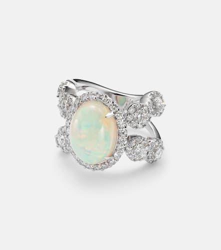 Reign Supreme 18kt white ring with diamonds and opal - Yeprem - Modalova
