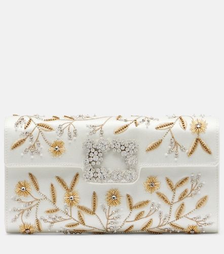 Clutch Efflorescence de satén adornado - Roger Vivier - Modalova