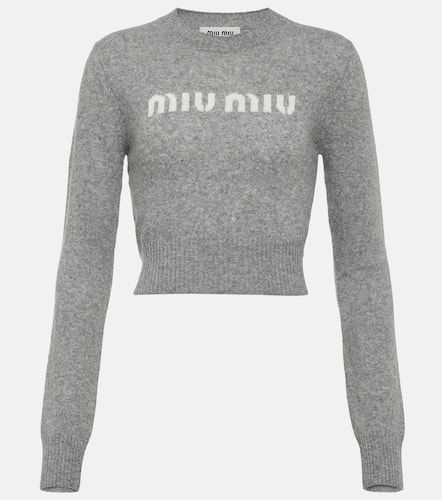 Pullover cropped in lana e cashmere - Miu Miu - Modalova