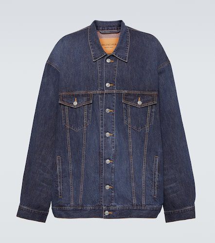 Oversized cotton and silk denim jacket - Balenciaga - Modalova