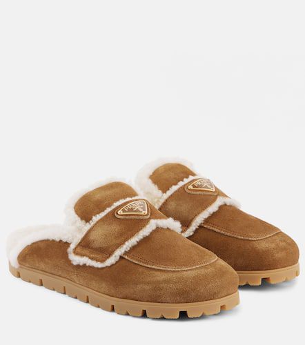 Prada Shearling-lined suede mules - Prada - Modalova