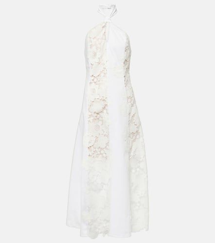 Halterneck cotton lace midi dress - Oscar de la Renta - Modalova
