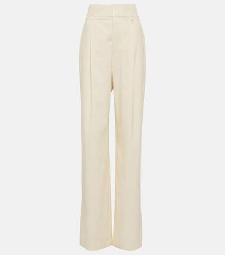 High-rise cotton-blend wide-leg pants - Saint Laurent - Modalova