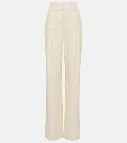 High-rise cotton-blend wide-leg pants - Saint Laurent - Modalova