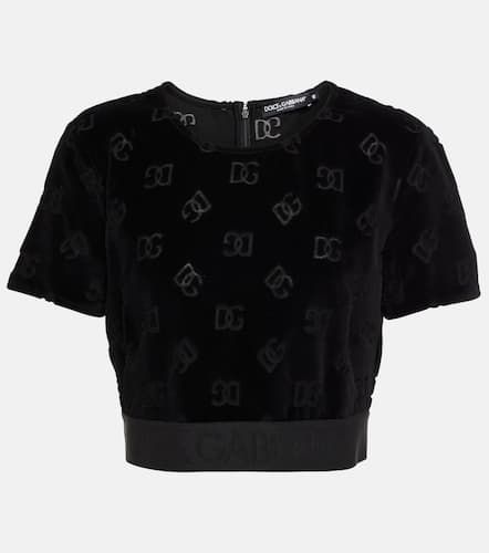 Crop top en terciopelo de algodón - Dolce&Gabbana - Modalova