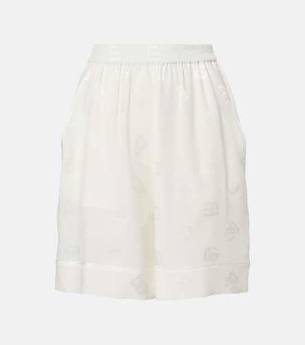 Shorts de satén de seda con DG en jacquard - Dolce&Gabbana - Modalova