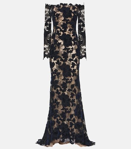 Off-shoulder velvet guipure gown - Oscar de la Renta - Modalova