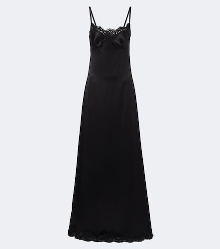 Abito lungo in misto seta e cotone con pizzo - Dolce&Gabbana - Modalova