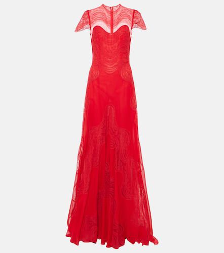 Dante lace-trimmed silk georgette gown - Costarellos - Modalova
