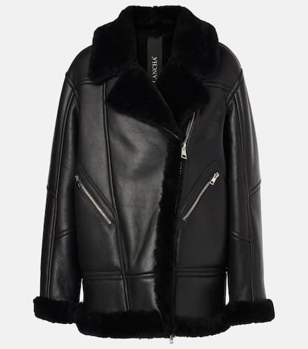 Shearling-trimmed leather jacket - Blancha - Modalova