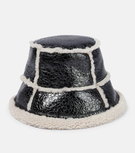 Shearling-trimmed leather bucket hat - Jean Paul Gaultier - Modalova
