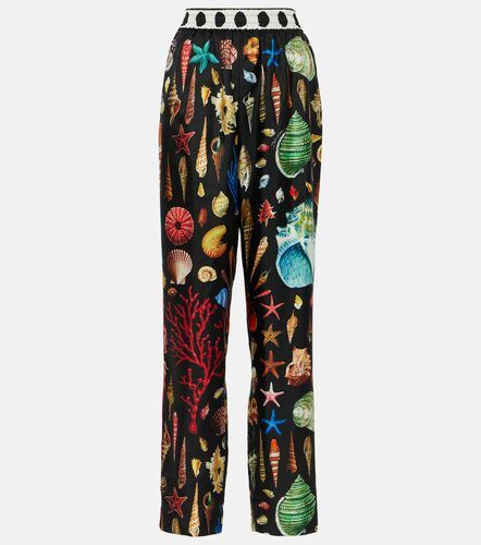 Pantalones capri de satén de seda estampados - Dolce&Gabbana - Modalova