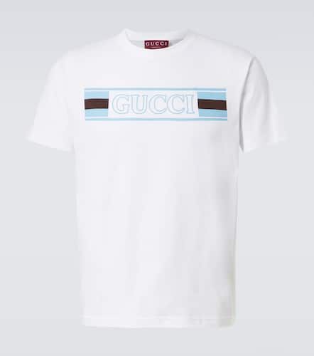 Camiseta Web de jersey de algodón - Gucci - Modalova