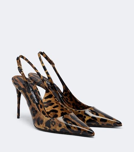 Lollo leopard-print leather slingback pumps - Dolce&Gabbana - Modalova