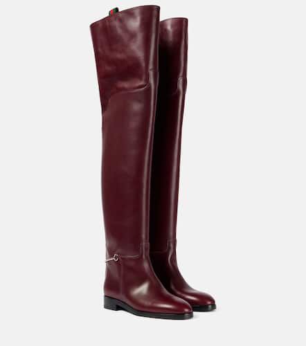 Botas mosqueteras de piel con Horsebit - Gucci - Modalova