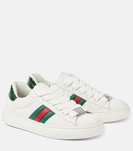 Zapatillas Ace de piel con Web - Gucci - Modalova