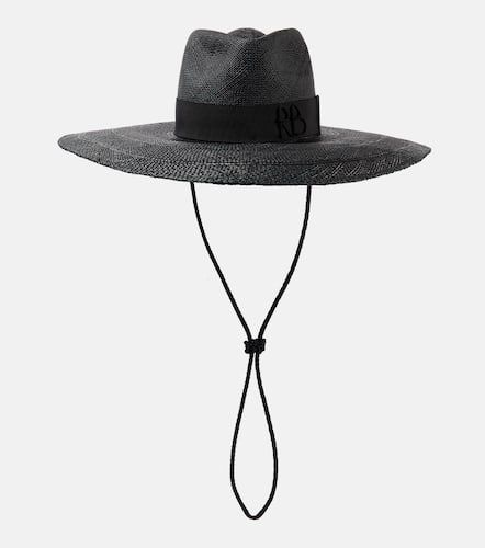 Leather-trimmed straw sun hat - Ruslan Baginskiy - Modalova