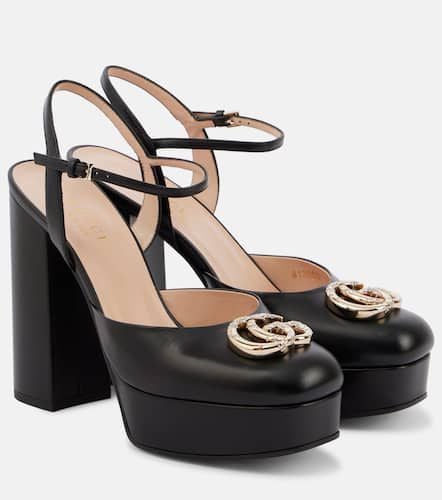 Double G embellished leather platform pumps - Gucci - Modalova