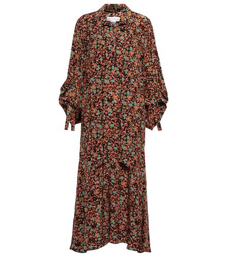 Floral silk tie-neck midi dress - Victoria Beckham - Modalova