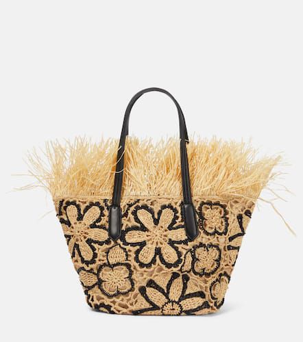Floral crochet straw basket bag - Oscar de la Renta - Modalova