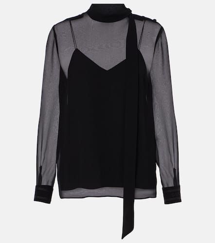 Tie-neck silk georgette blouse - Gucci - Modalova