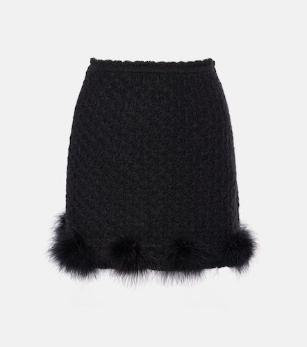 Feather-trimmed knitted miniskirt - Blumarine - Modalova