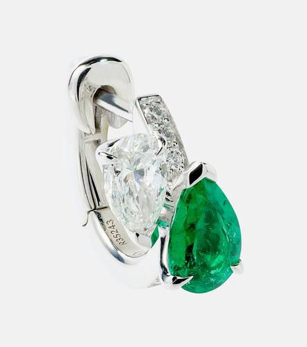 Serti Sur Vide 18kt white gold single earring with diamonds and emerald - Repossi - Modalova