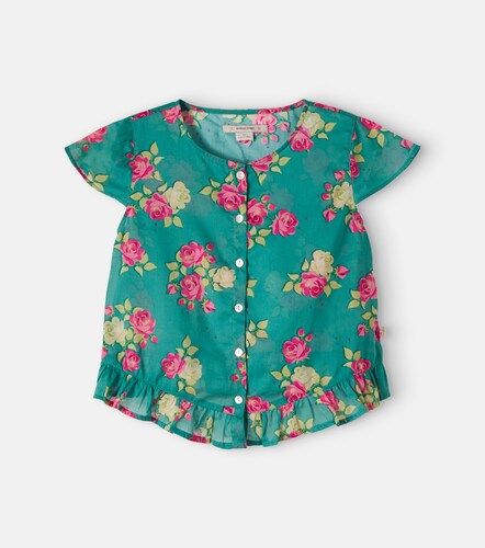 Konges Sløjd Camicia Viola in cotone floreale con volant - Konges Slojd - Modalova