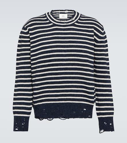 Striped distressed virgin wool sweater - Ami Paris - Modalova