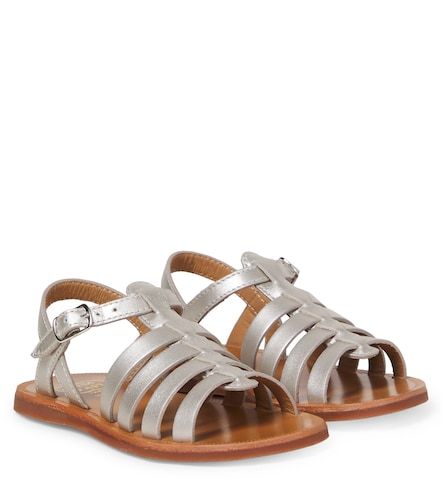 Plagette Strap metallic leather sandals - Pom d'Api - Modalova