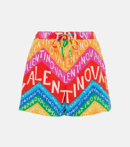 Shorts de seda de tiro alto con logo - Valentino - Modalova