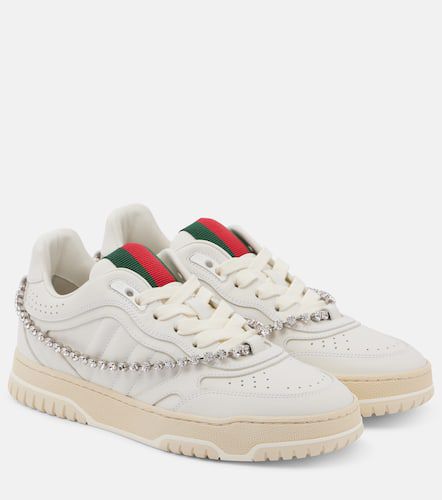 Sneakers in pelle con cristalli - Gucci - Modalova