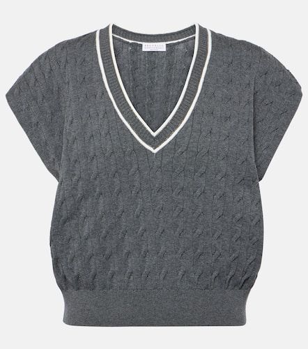 Cable-knit cotton sweater vest - Brunello Cucinelli - Modalova