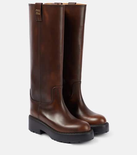 Miu Miu Leather knee-high boots - Miu Miu - Modalova