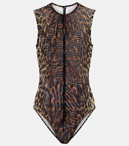 Leopard-print mesh bodysuit - Alex Perry - Modalova