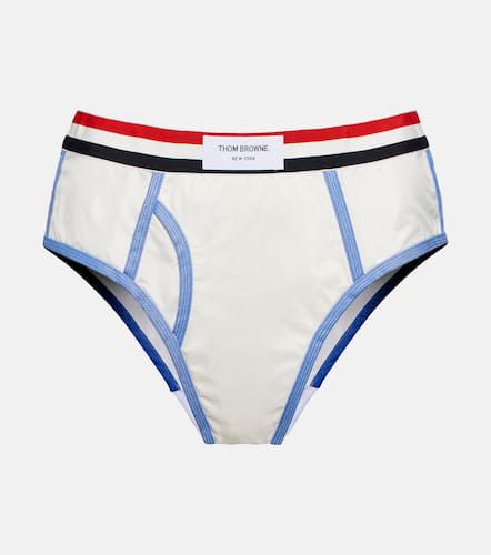 Oxford Stripe cotton and silk briefs - Thom Browne - Modalova