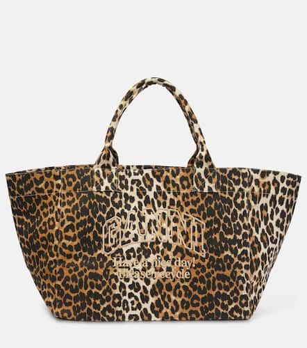 Borsa in canvas con stampa leopardata - Ganni - Modalova