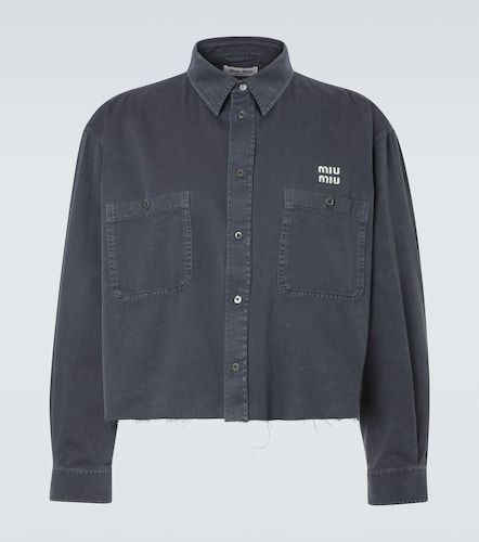 Miu Miu Camicia di jeans con logo - Miu Miu - Modalova