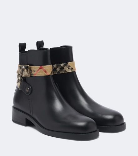 Huntley Check leather ankle boots - Burberry - Modalova